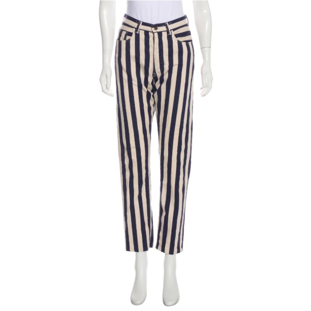 Vintage Moschino Jeans navy and cream vertical stripe pants 27